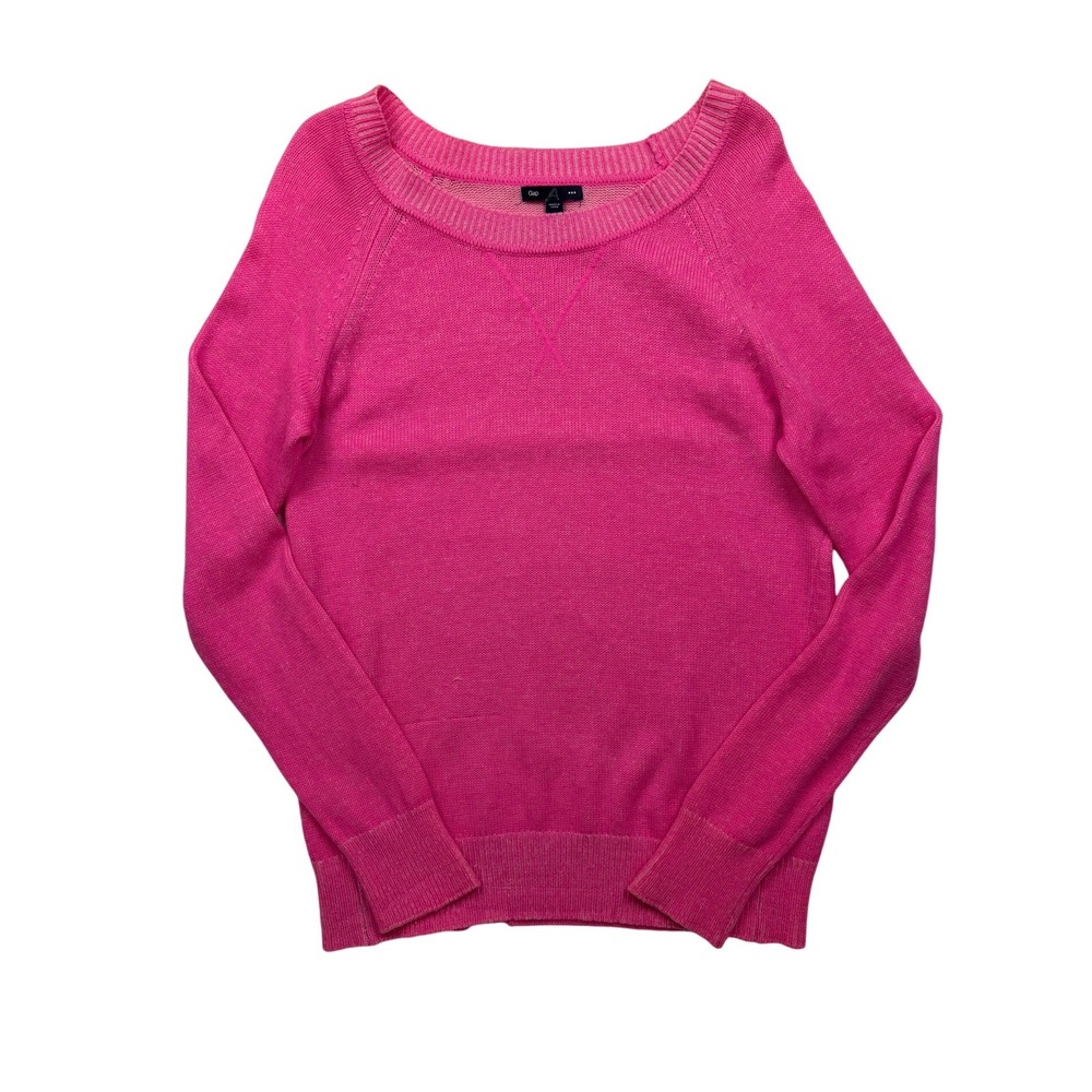 Gap Neon Pink Dorito Crew Scoop Neck Sweater Cotton Blend Medium